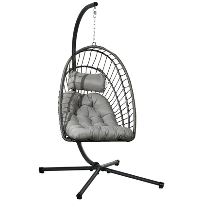 Silla Colgante Outsunny Acero, Pe Gris Oscuro 100x131x194 Cm_0