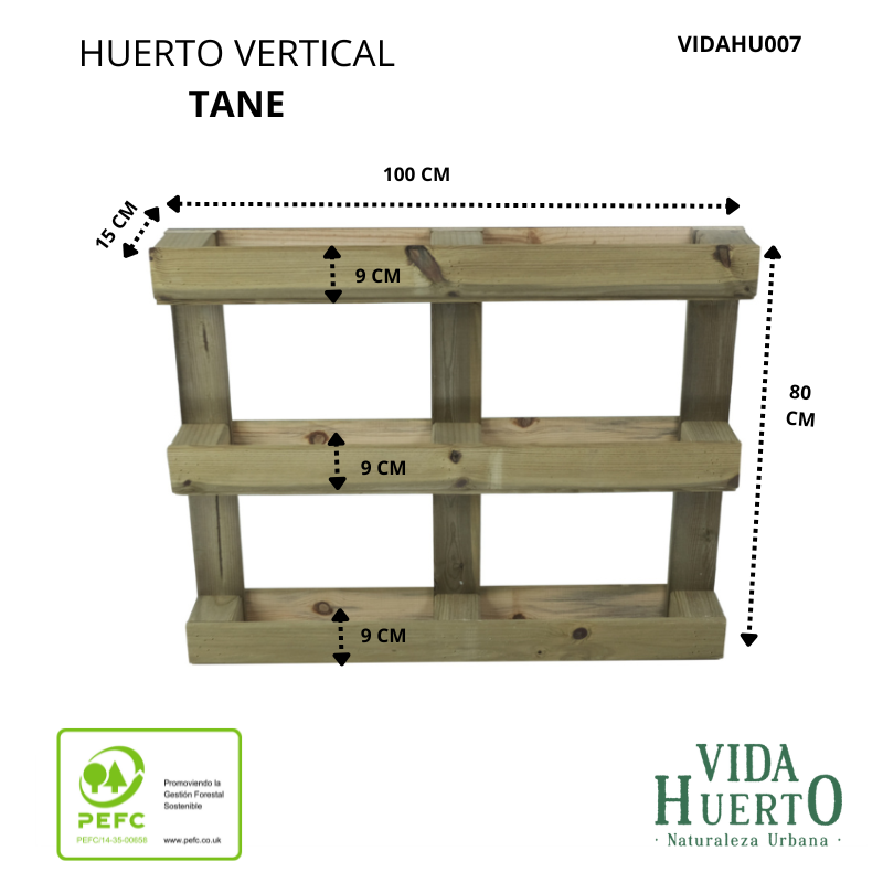 Huerto Urbano Pared Tane Estilo Palet Vidahuerto 100x15x80 Cm._2