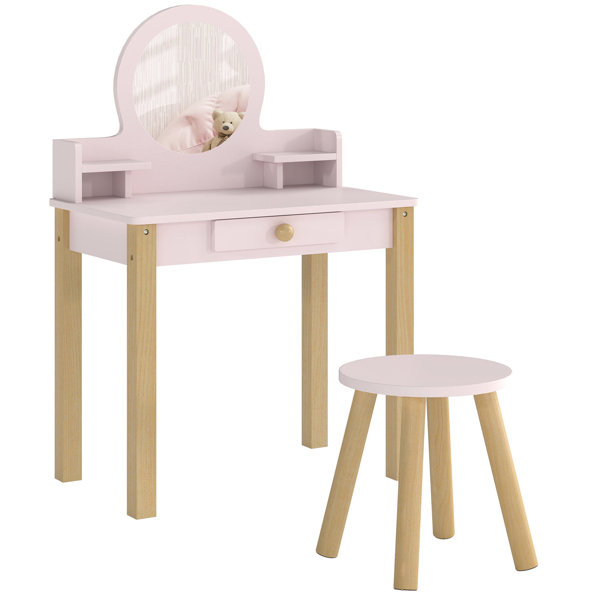 Tocador Infantil Aiyaplay Mdf, Madera De Pino Rosa 55x34x82 Cm_0