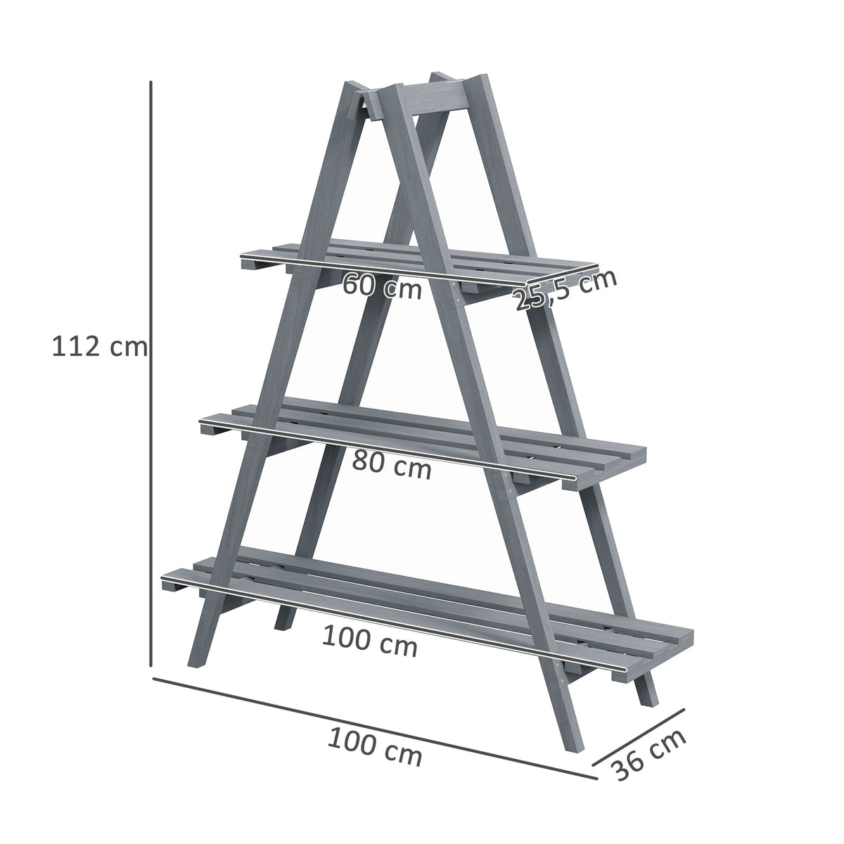 Estantería Para Plantas Outsunny Madera De Abeto Gris 100x36x112 Cm_2