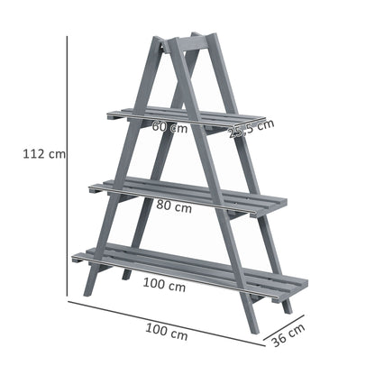 Estantería Para Plantas Outsunny Madera De Abeto Gris 100x36x112 Cm_2