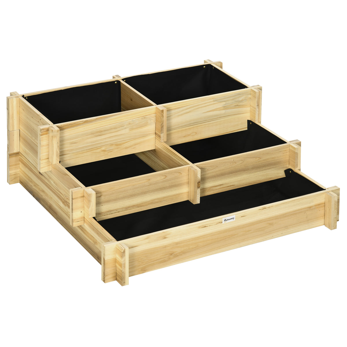 Jardinera Outsunny Madera De Abeto Madera Natural 93x93x35 Cm_0