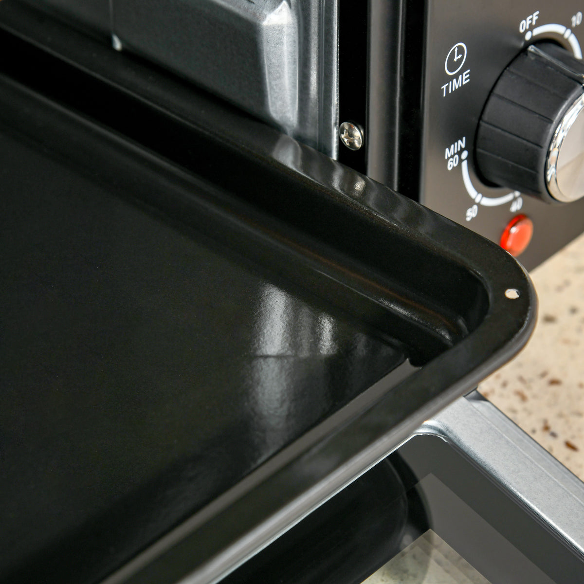 Horno Eléctrico Homcom Metal, Vidrio Templado Negro 46x38.5x29 Cm_3