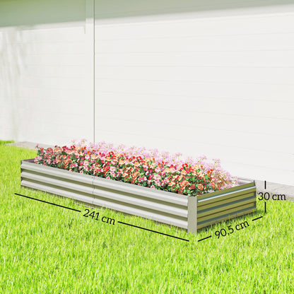 Jardinera Exterior Outsunny Acero Galvanizado Plata 241x90.5x30 Cm_2