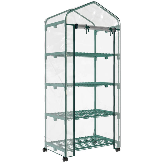 Invernadero De Jardín Outsunny Acero, Pvc Transparente Y Verde 69x50x165 Cm_0
