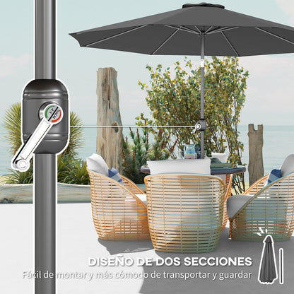 Sombrilla De Jardín Con Inclinación Outsunny Ø295x250 Cm Gris Oscuro_5
