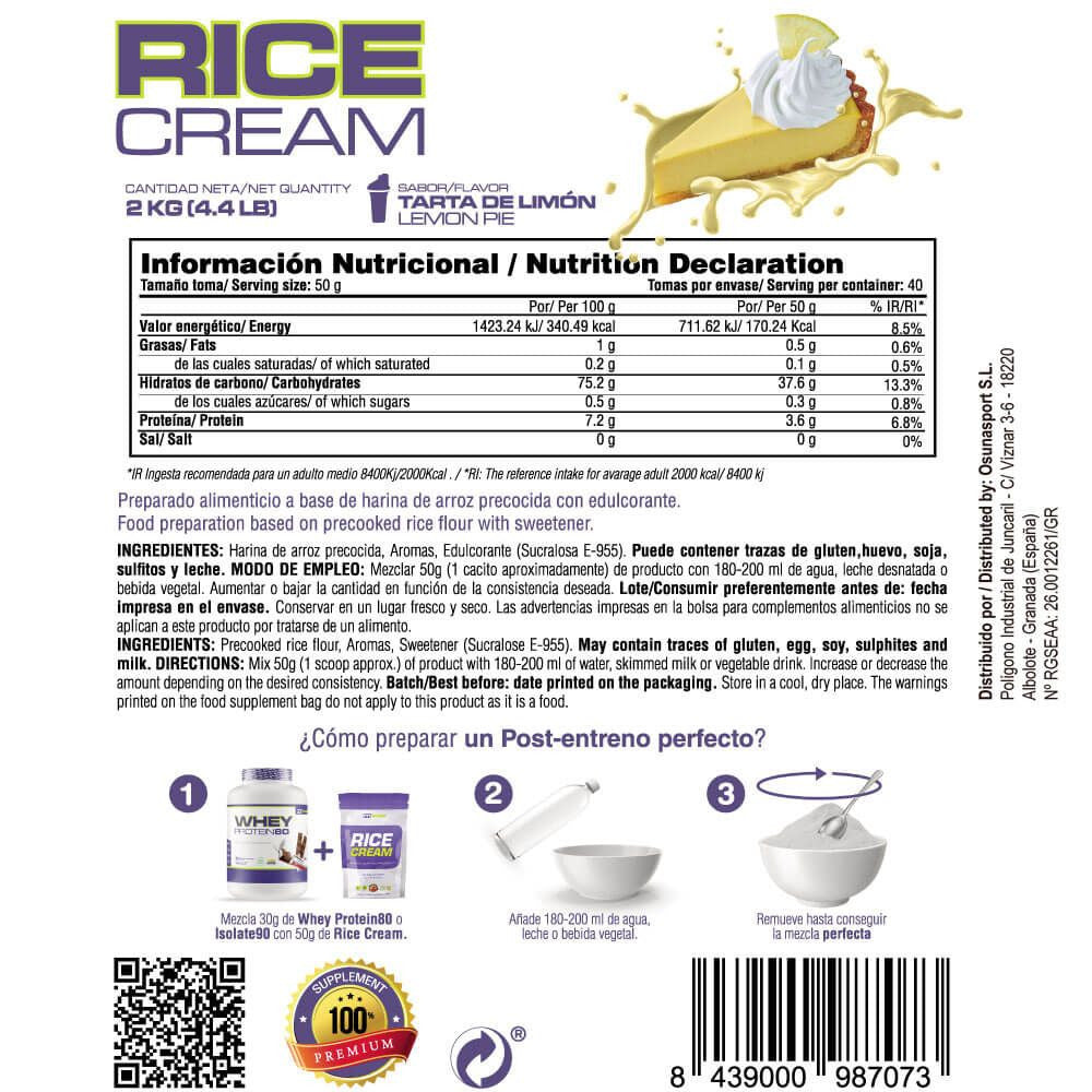 Rice Cream (crema De Arroz Pregelatinizada) - 2kg - Pastel De Limón - Fuente De Carbohidratos De Buena - Masmusculo_4