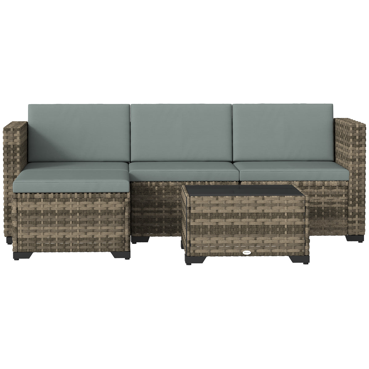 Conjunto De Jardín Outsunny Acero, Pe Gris Claro 188x120x61 Cm_3