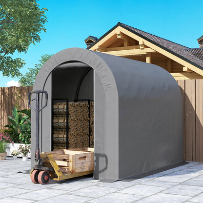 Carpa Para Herramientas Outsunny Pe, Acero Galvanizado Gris Claro 239x159x190 Cm_4