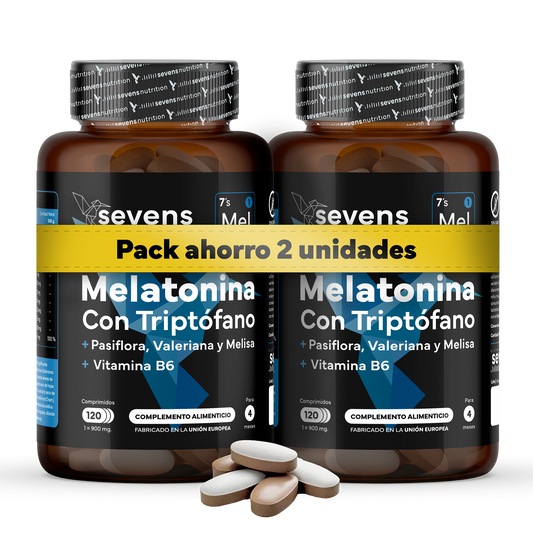 Pack 2x Melatonina Con Triptófano Sevens Nutrition. Mejora El Sueño._0