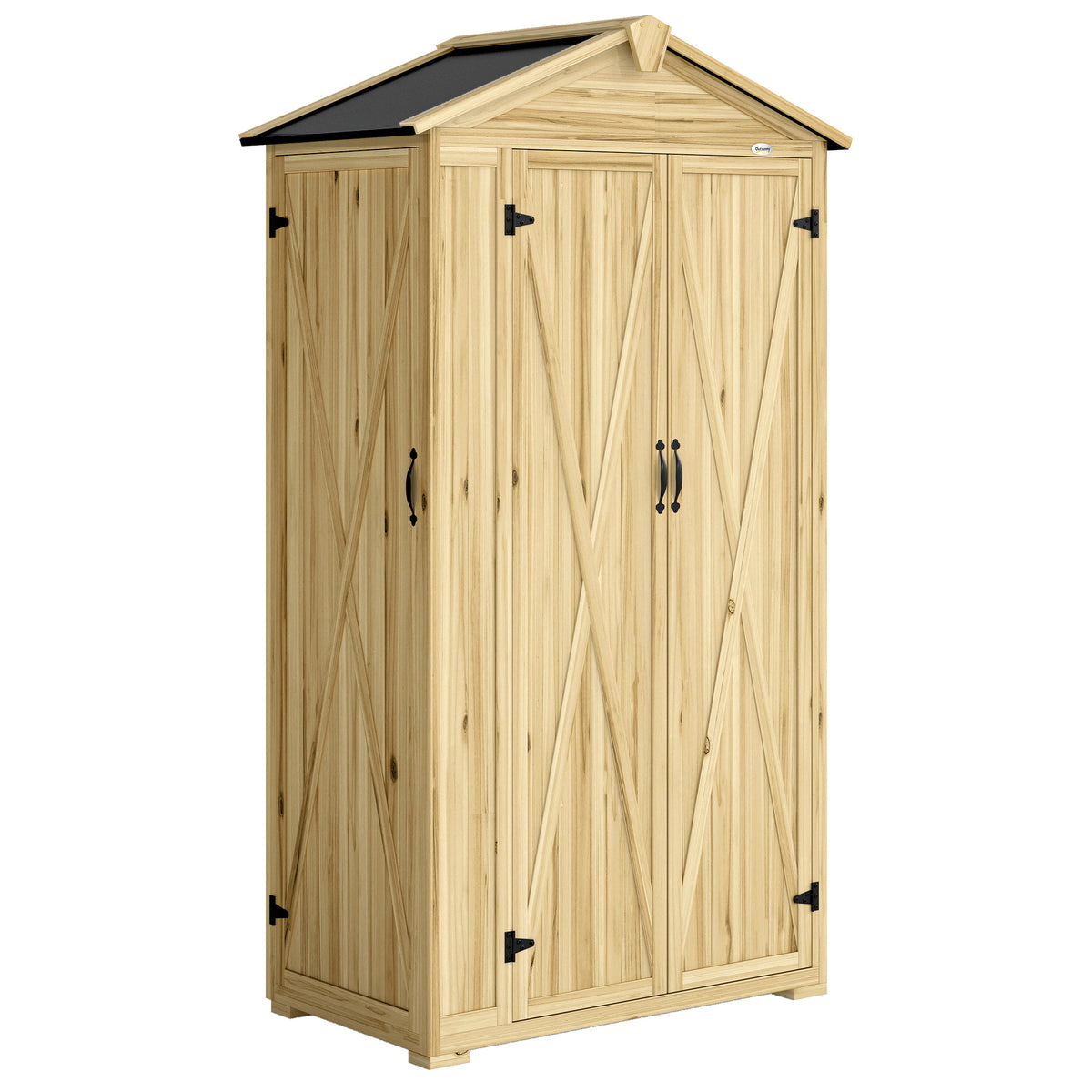 Armario De Jardín Outsunny Madera De Abeto Madera Natural 93x53x168 Cm_0