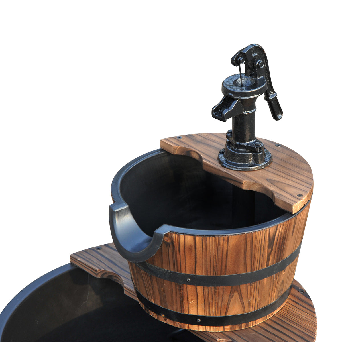 Fuente De Agua Outsunny Madera De Abeto, Plástico Madera Natural 44.5x44.5x58.5 Cm_3
