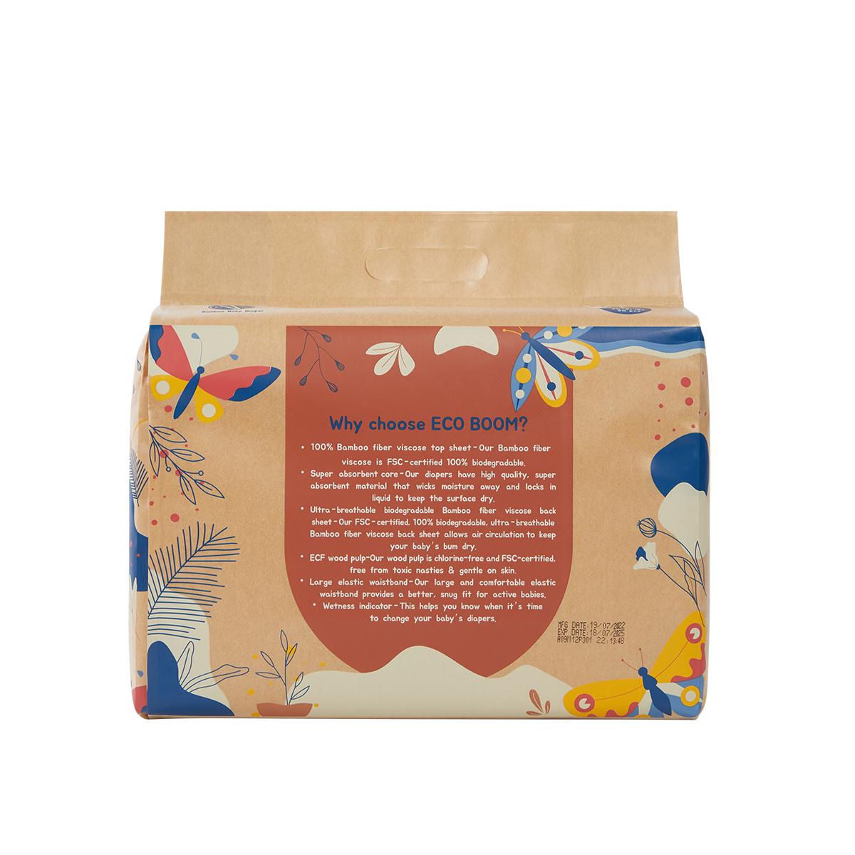 ECOBOOM- Pañal Ecológico de BAMBÚ Eco Boom. 70% Biodegradable, Hipoalergénico (TALLA 4/L 9-14 KG, PACK 8 BOLSAS, TOTAL 240 PAÑALES)
