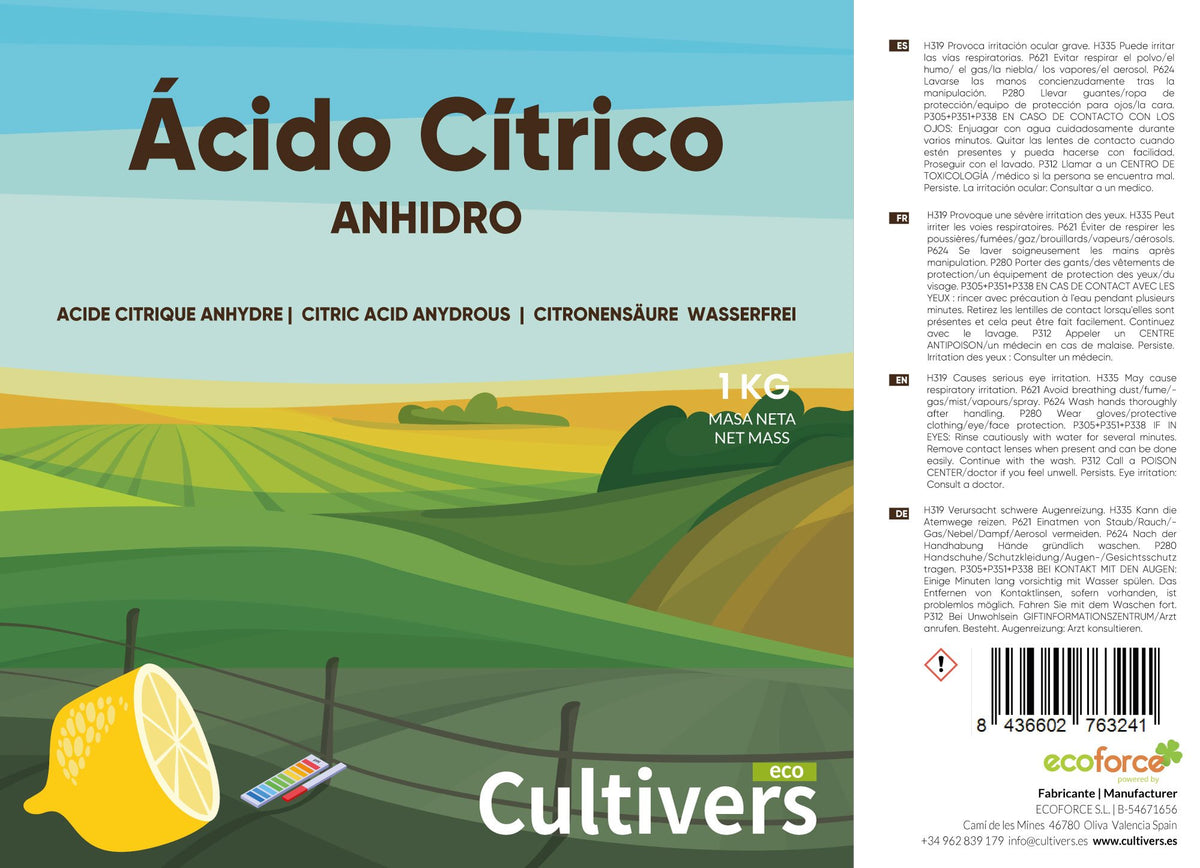 Cultivers Ácido Cítrico Anhidro 100% Puro 2,5 Kg | Limpiador Multiusos Ecológico | Corrector De Ph Para Agricultura…_1