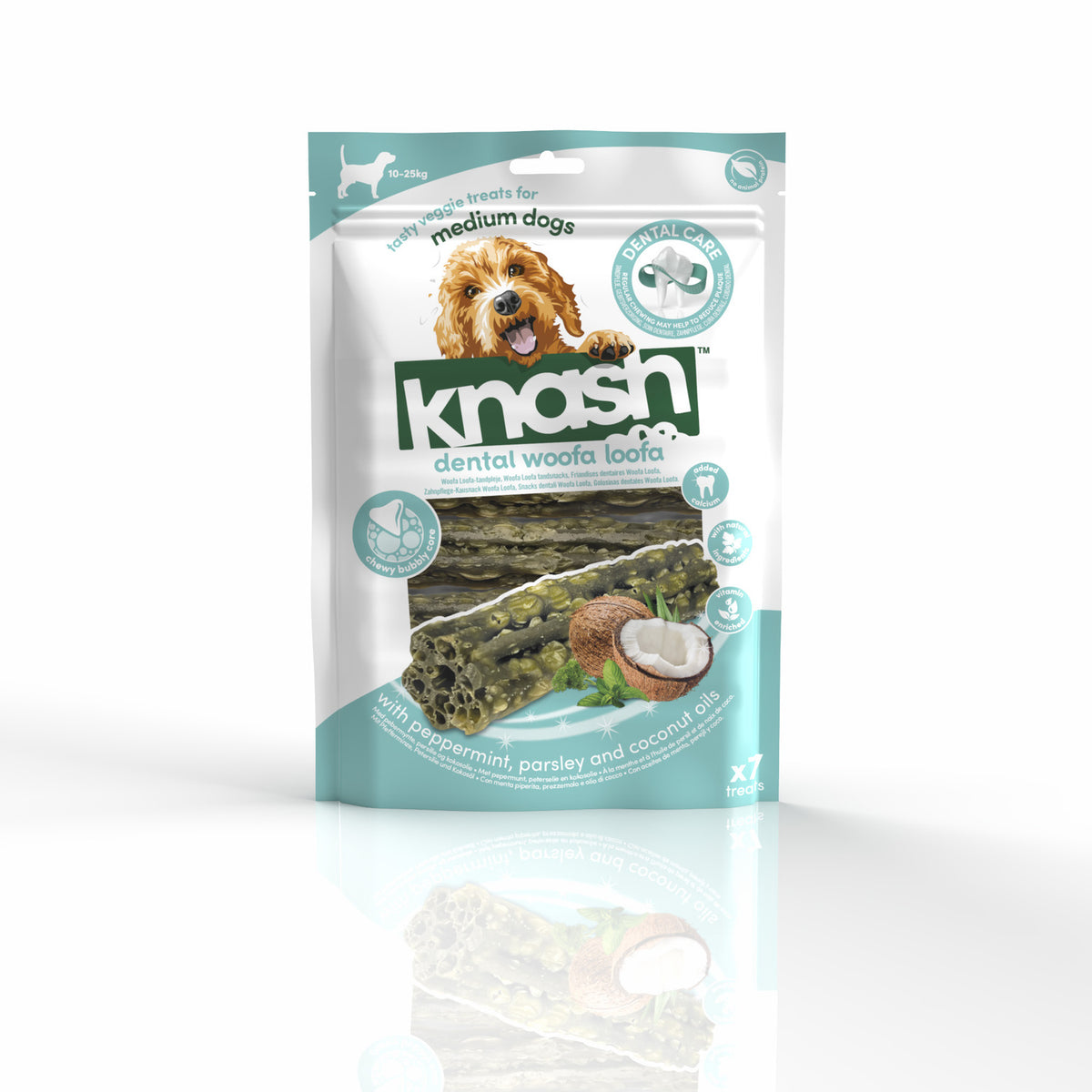 Knash Snack Dental Barritas De Menta Y Coco Para Perro M 2 Boslas X 7 Uds_0