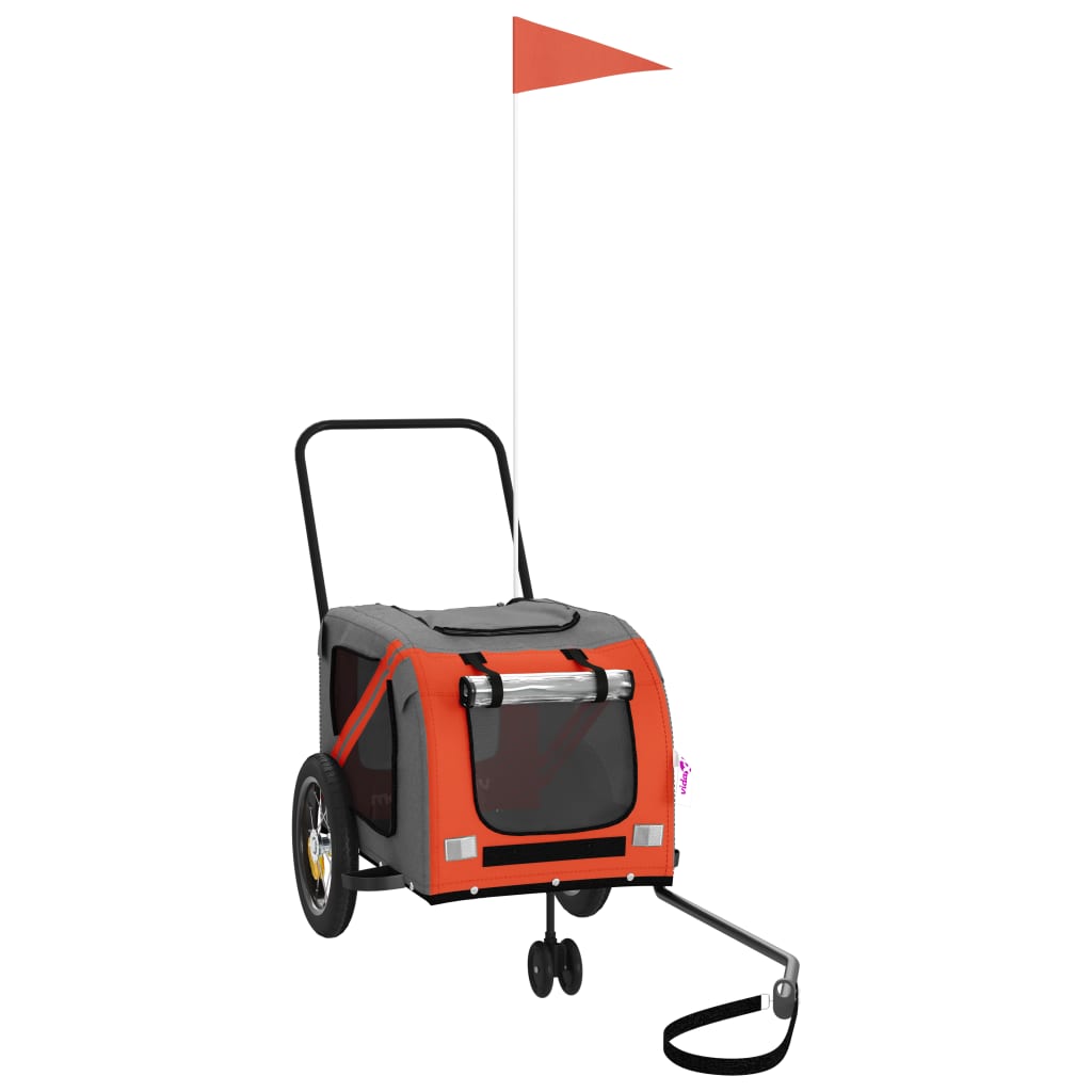 Remolque De Bicicleta Mascotas Hierro Tela Oxford Naranja Negro_0