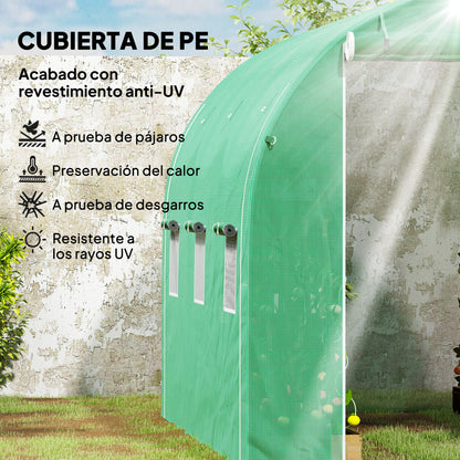 Invernadero De Túnel Outsunny Acero Galvanizado, Pe Verde 296x196x200 Cm 84h-009v01gn_3