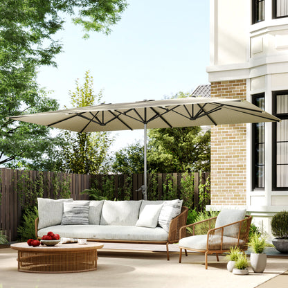 Sombrilla Doble Outsunny Aluminio, Poliéster Crema 451x264x264 Cm_1
