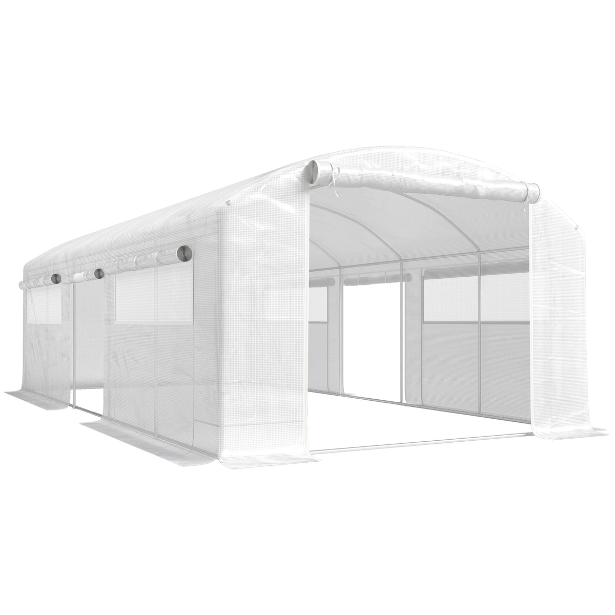 Invernadero De Túnel Outsunny Pe, Acero Galvanizado Blanco 594x300x200 Cm_0