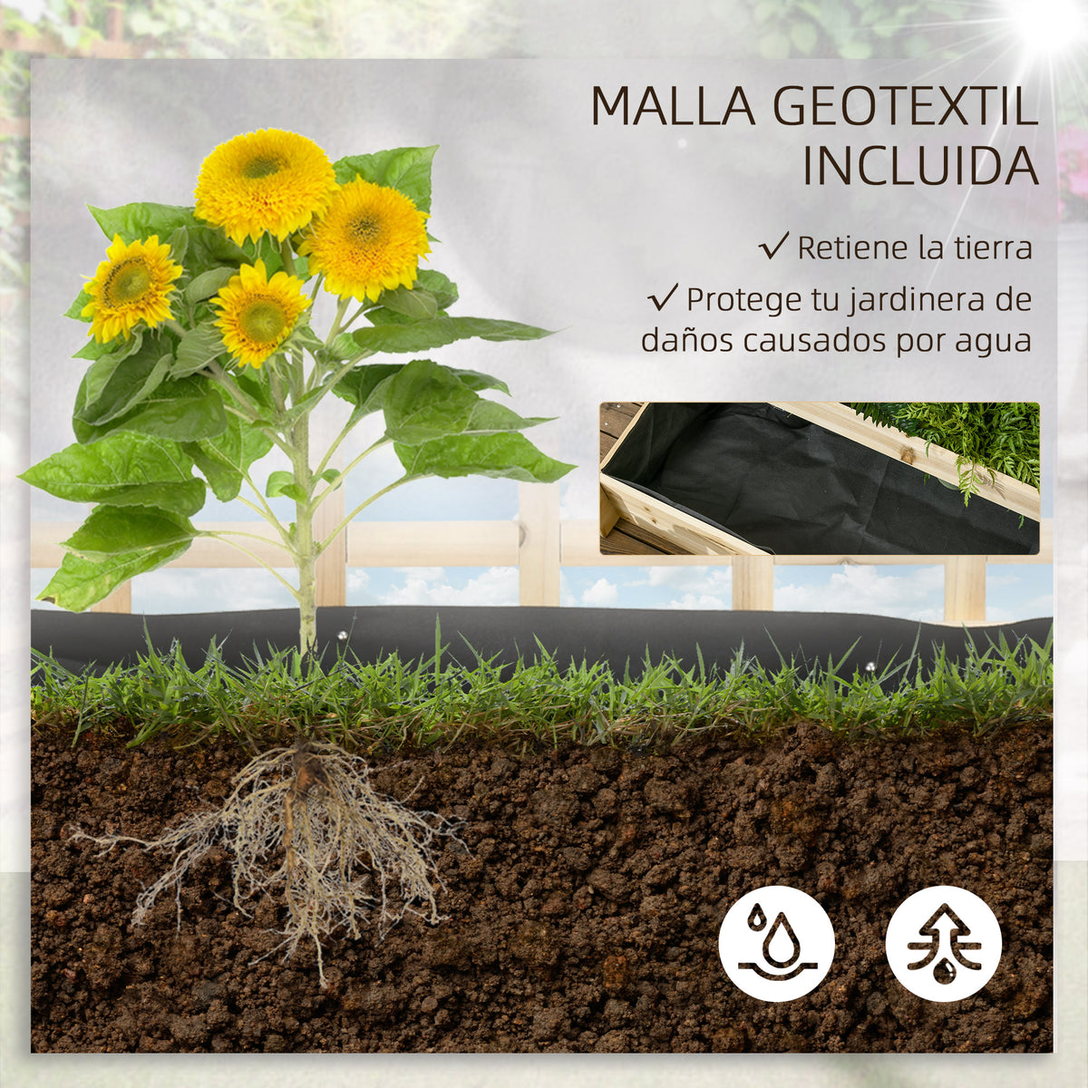 Jardinera De 3 Niveles Con Enrejado Outsunny 95x95x110 Cm Natural_5