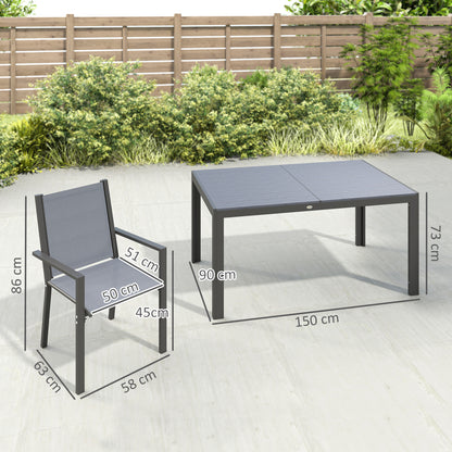 Conjunto De Jardín Outsunny Acero, Textilene Gris Claro 150x90x73 Cm_2