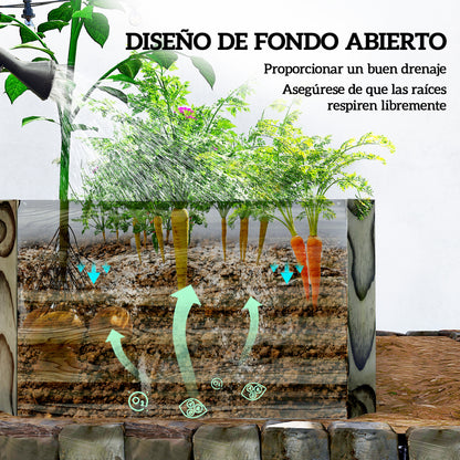 Jardinera Exterior Outsunny Acero Galvanizado Madera Natural 180x90x57.5 Cm_5