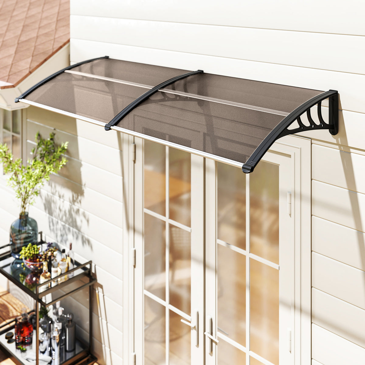 Marquesina Exterior Outsunny Policarbonato, Aluminio Marrón 195x75x23 Cm B70-047bn_1