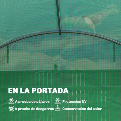 Invernadero De Túnel Outsunny Pe, Acero Galvanizado Verde 595x395x199 Cm_5