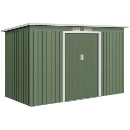 Cobertizo De Jardín Base 3,1 M² Outsunny 280x130x172 Cm Verde_0