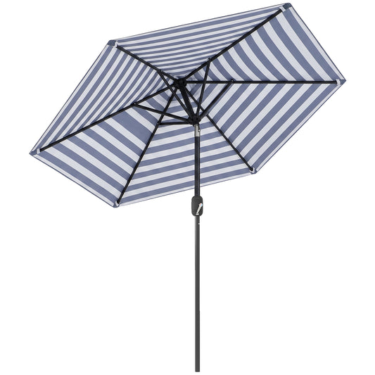 Outsunny Sombrilla Terraza Exterior Ø230 Cm Con Ángulo Ajustable Azul Y Blanco_0