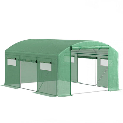 Invernadero De Túnel Outsunny Pe, Acero Galvanizado Verde 397x300x200 Cm 84h-219v01gn_0