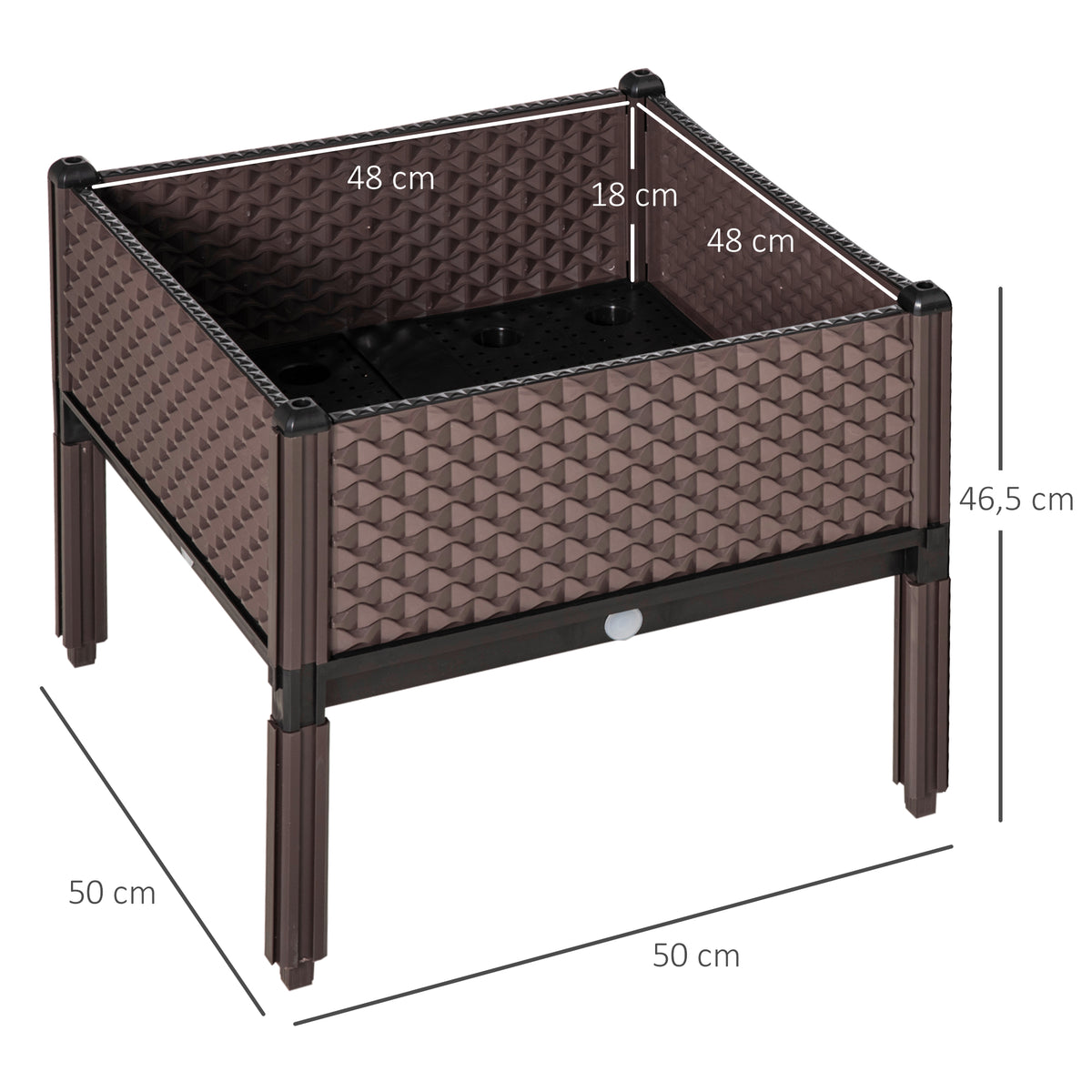 Jardineras De Exterior Outsunny Pp Marrón 50x50x46.5 Cm_2