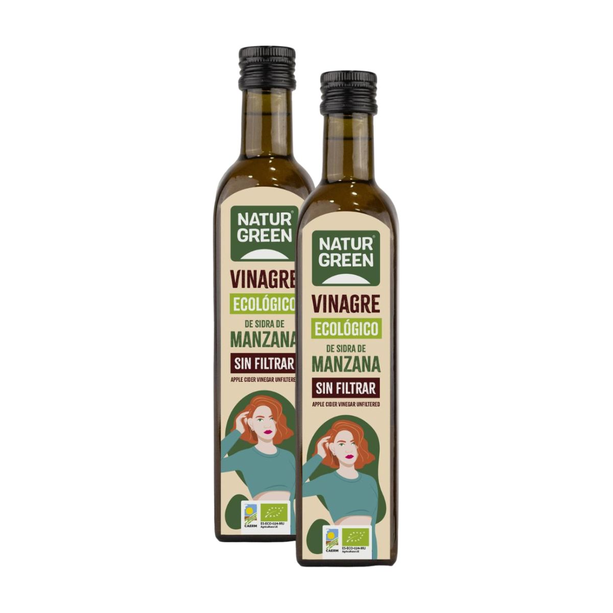 Pack 2 x Vinagre de Sidra de Manzana Bio sin filtrar NaturGreen 500 ml