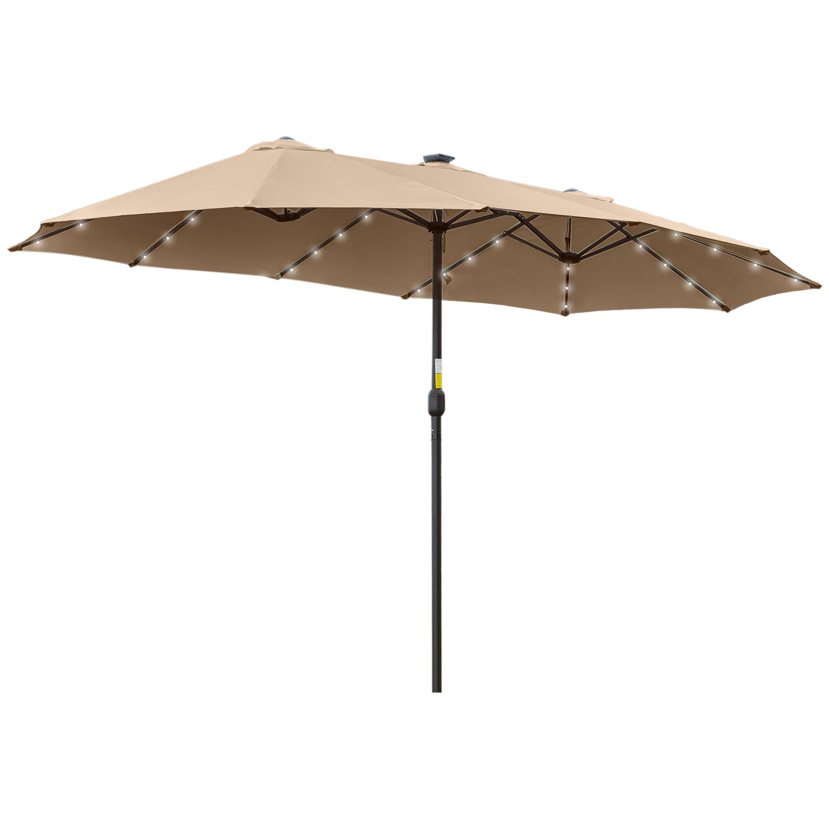Sombrilla Doble De Jardín Con Luces Led Outsunny 450x265x240 Cm Caqui_0
