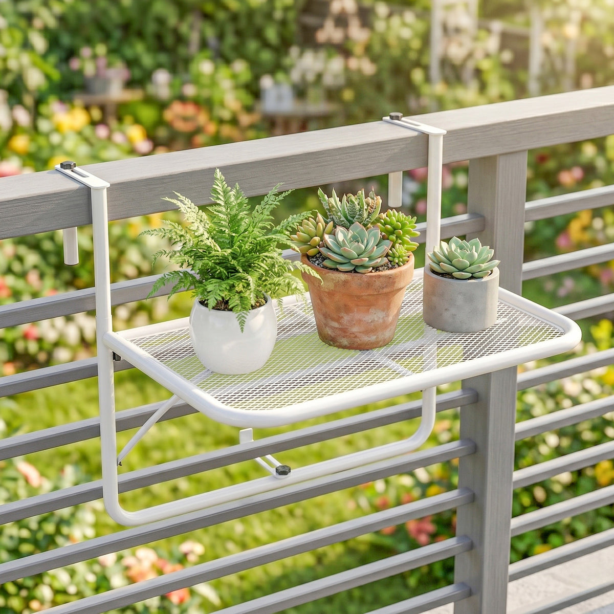 Mesa Colgante Balcón Outsunny Metal Blanco 60x56.5x45 Cm_3