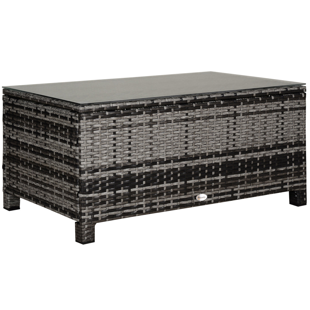 Mesa De Jardín Outsunny Ratán Pe, Metal Galvanizado Gris 85x50x39 Cm_0