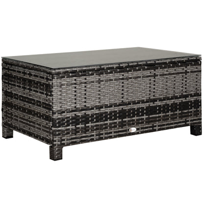 Mesa De Jardín Outsunny Ratán Pe, Metal Galvanizado Gris 85x50x39 Cm_0