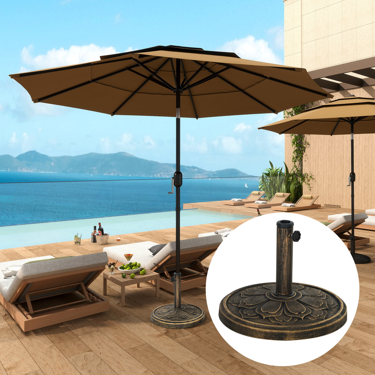 Base Para Sombrilla Outsunny Resina Bronce 46x46x33 Cm_1