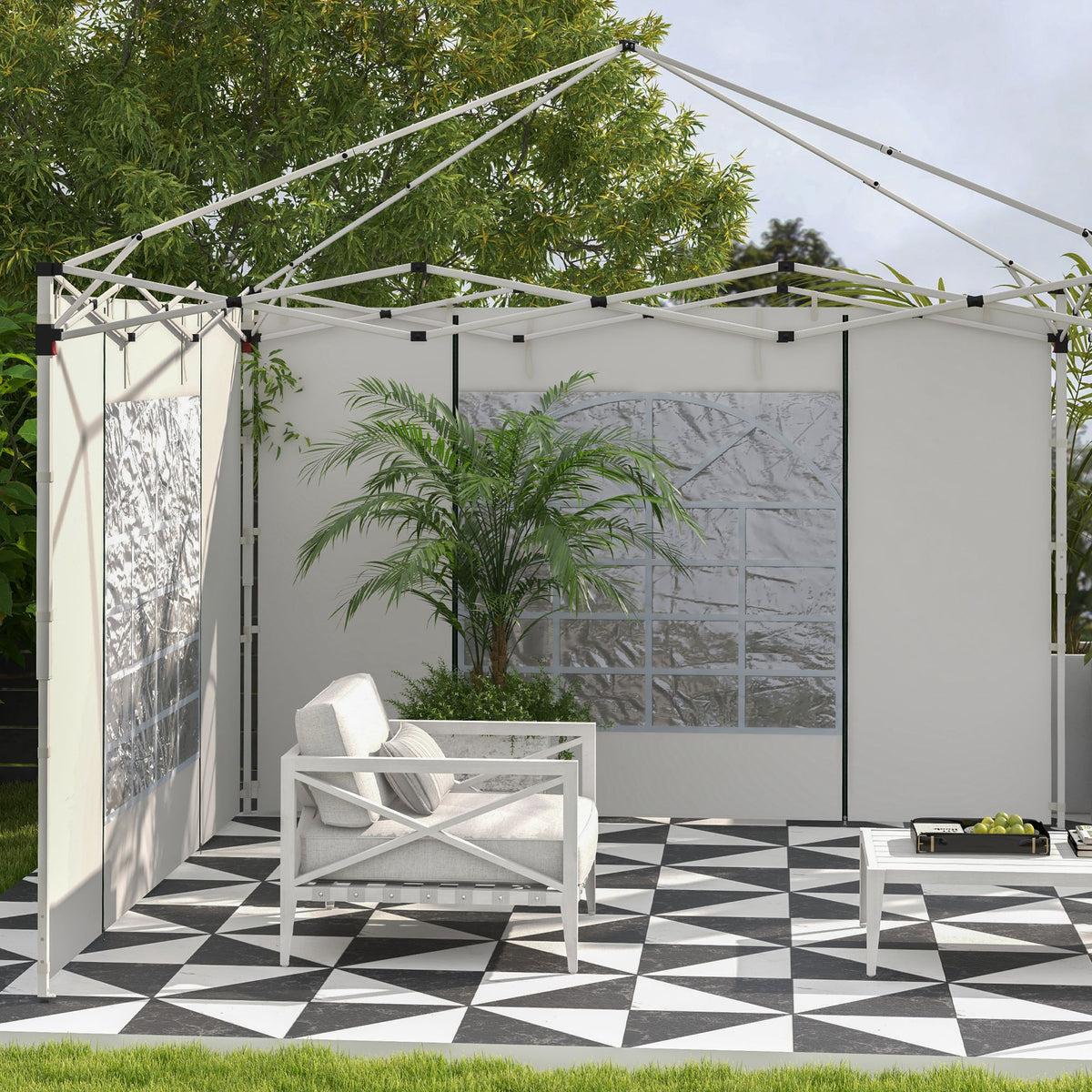 Paredes Para Carpa Outsunny Tela Oxford Blanco 295x195 Cm_3