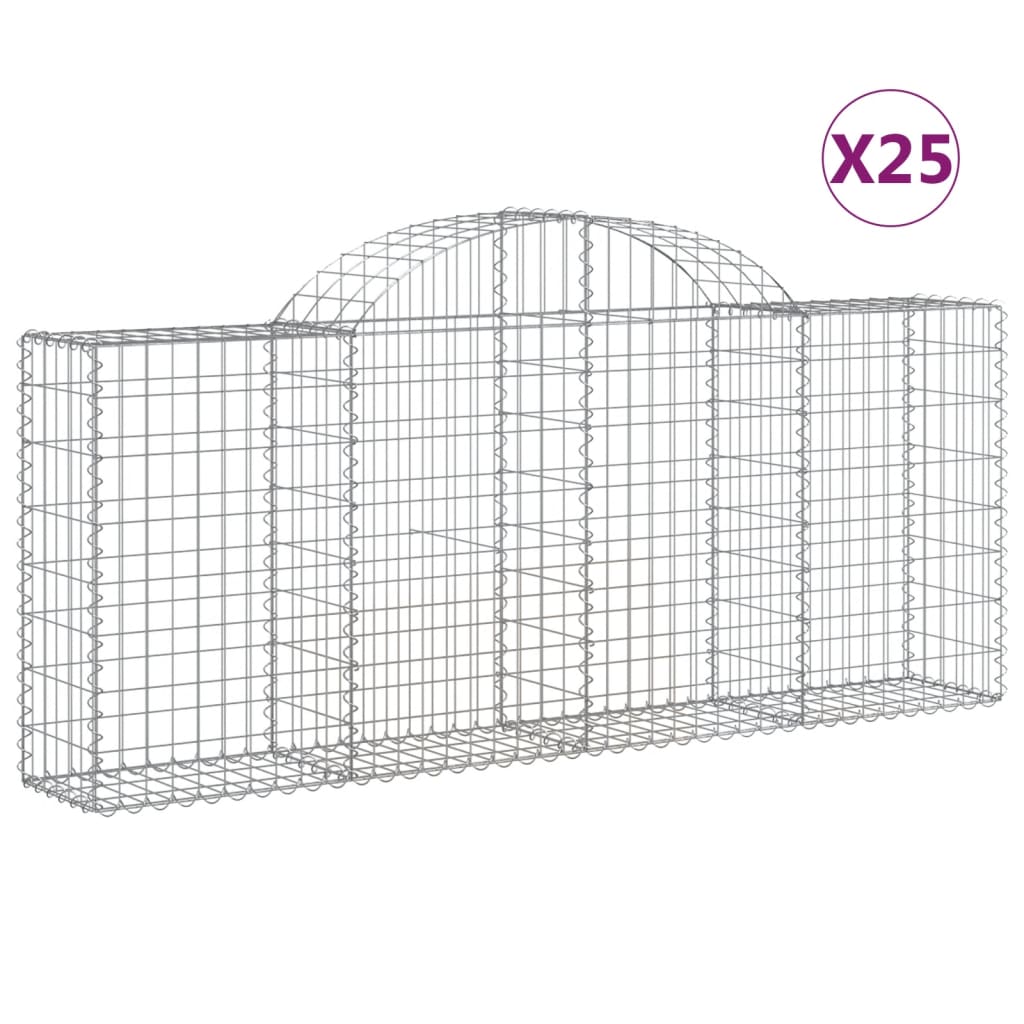 Cestas De Gaviones 25 Uds Forma De Arco Hierro 200x30x80/100 Cm_0
