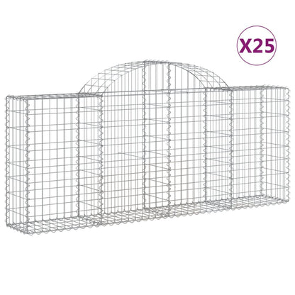 Cestas De Gaviones 25 Uds Forma De Arco Hierro 200x30x80/100 Cm_0