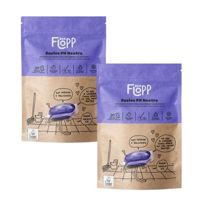 Pack 2 x Limpia suelos ECO Ph neutro doypack Flopp 20caps