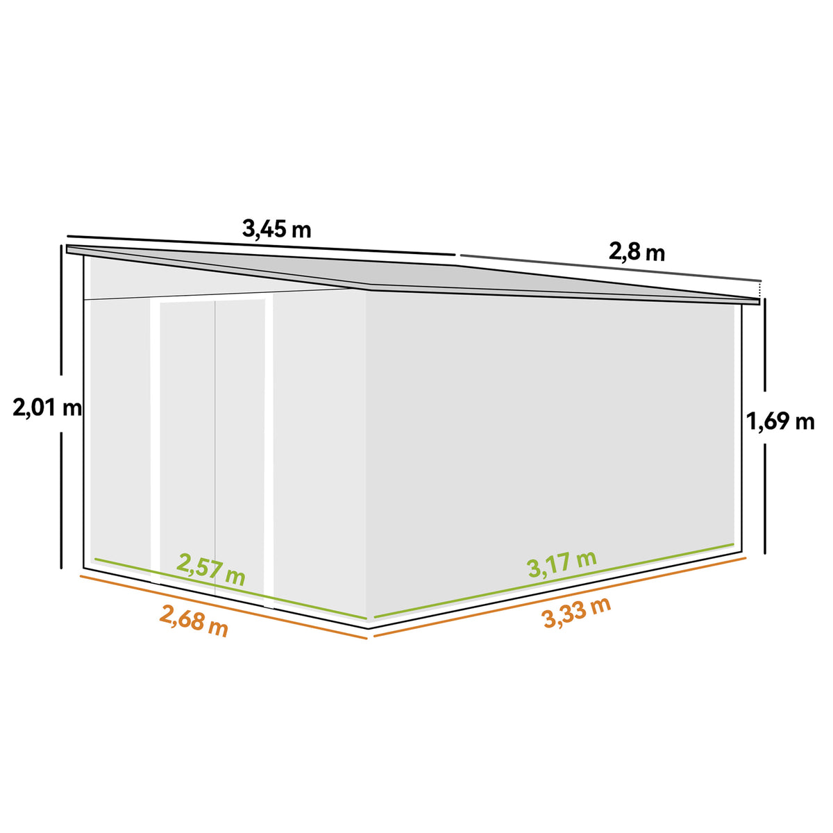 Cobertizo De Jardín Outsunny Acero Galvanizado Verde 280x345x201 Cm 845-529v00gn_2