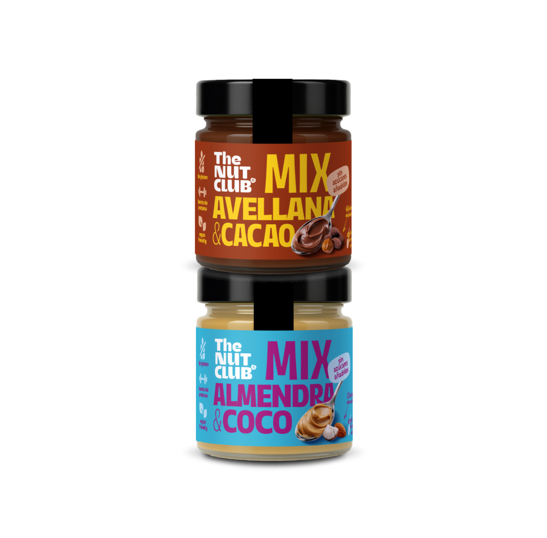 Pack Black & White, Crema de avellana y cacao y crema de almendra y coco 2uds The Nut Club 400g_0