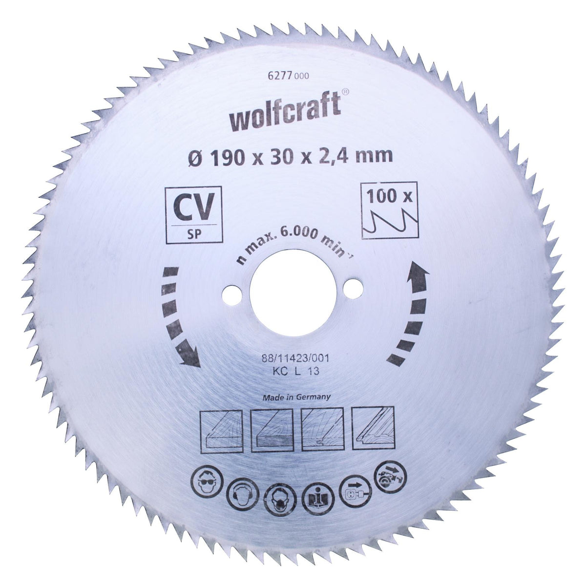 Discos de sierra circular cortes finos Wolfcraft 190 x 16 mm 100 dientes