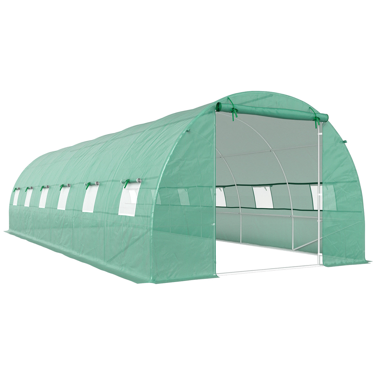 Invernadero De Túnel Jardín Con 12 Ventanas Outsunny 8x3x2m Verde_0