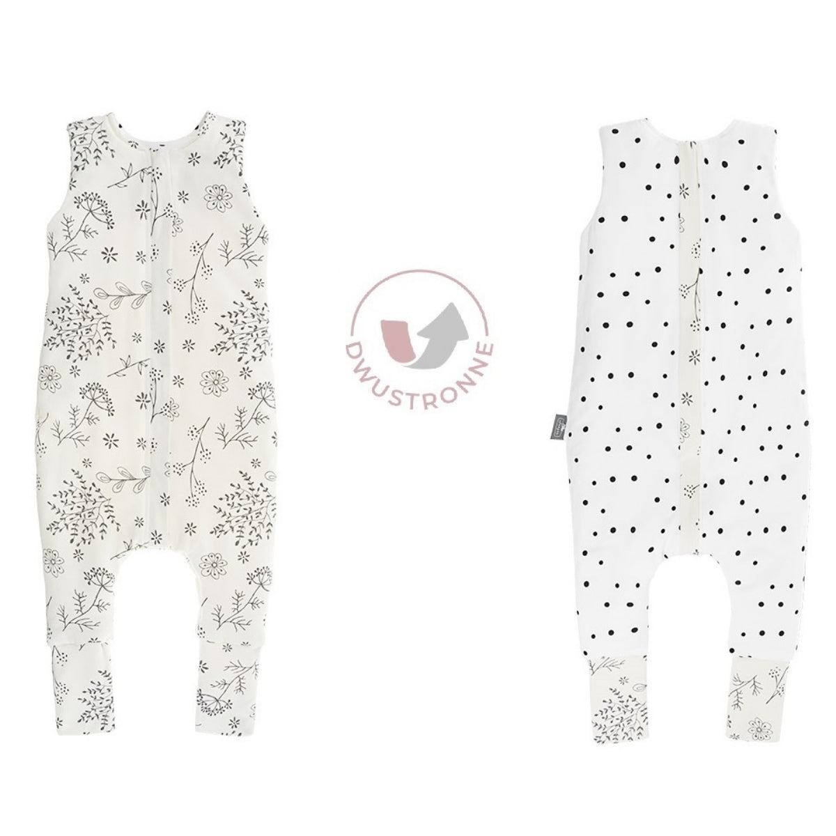 Saco De Dormir Con Pies Reversible T-m Jersey Algodón Black Dots-bloom_0