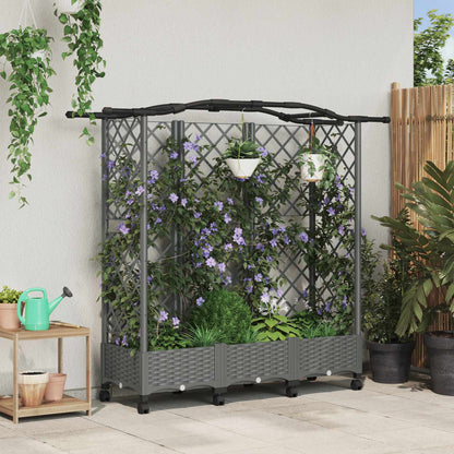 Cama Elevada Con Trellis Y Techo Gris Claro 163 X 40 X 129 Cm_1