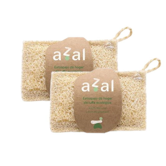 Pack 2x Estropajo Natural de Luffa con Asa Ergonómica Azal 12 x 7 cm