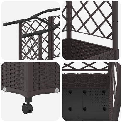 Cama Elevada Con Trellis Y Techo Marrón 163 X 40 X 129 Cm Pp_5